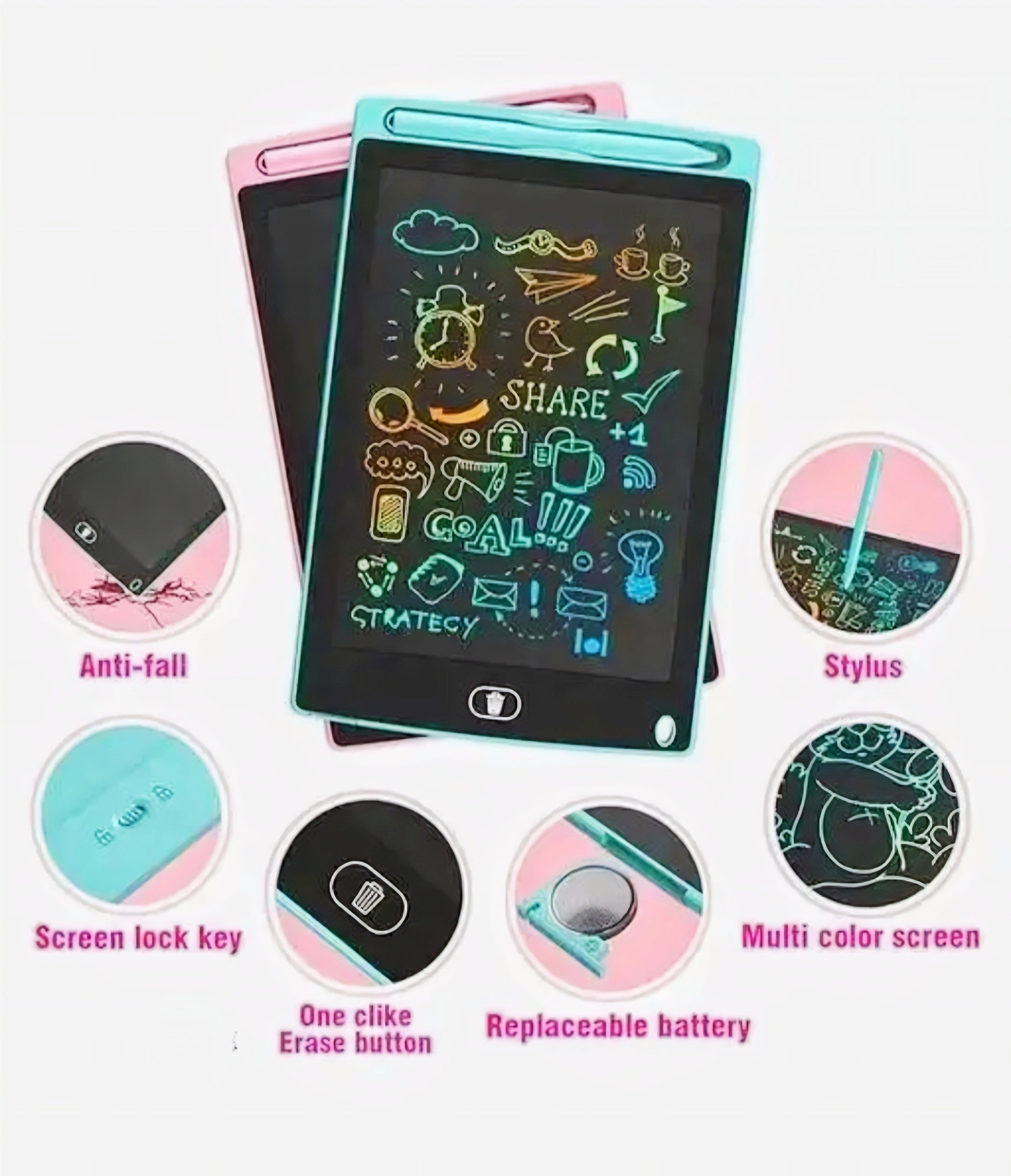 Premium 8.5-Inch Kids LCD Writing Tablet - Multi-Color Electronic Slate
