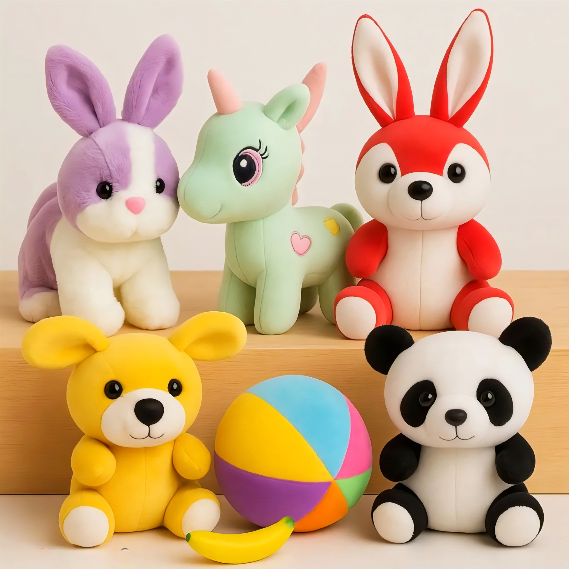 Mega 6-in-1 Mini Soft Toys Combo – Cute Animal Plushies & Ball
