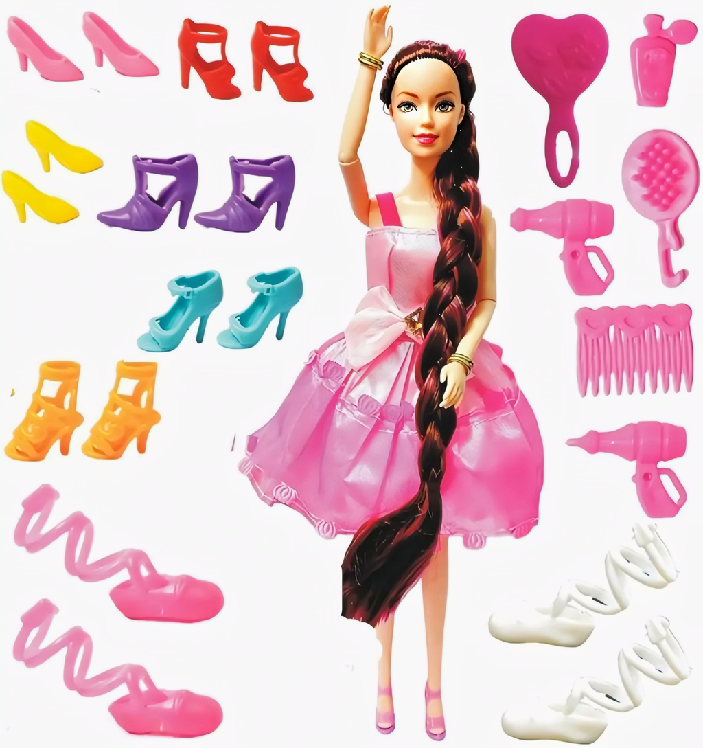 Cute Princess Doll with Long Hair & Movable Joints for Girls
