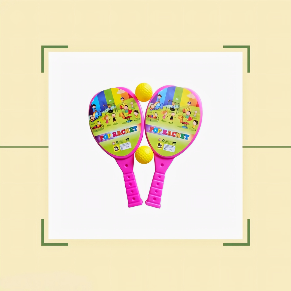 Kids Pop Racket Set with 2 Balls – Indoor/Outdoor Active Play Kit
