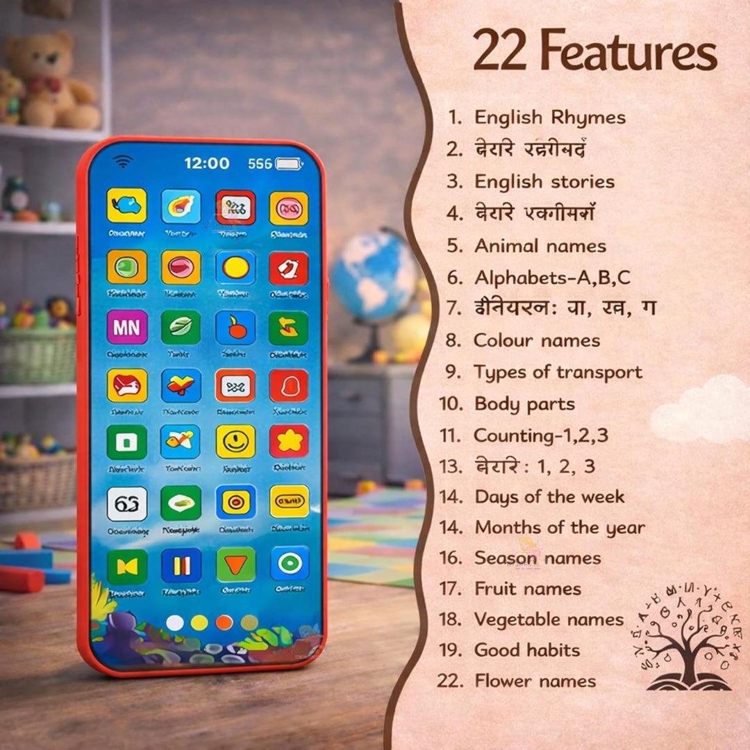 Rechargeable screen free Kids phone - 28 Functions Talking Educational Toy Mobile for Toddlers
