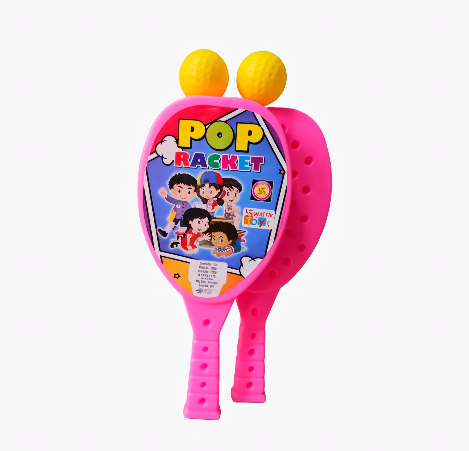 Kids Pop Racket Set with 2 Balls – Indoor/Outdoor Active Play Kit