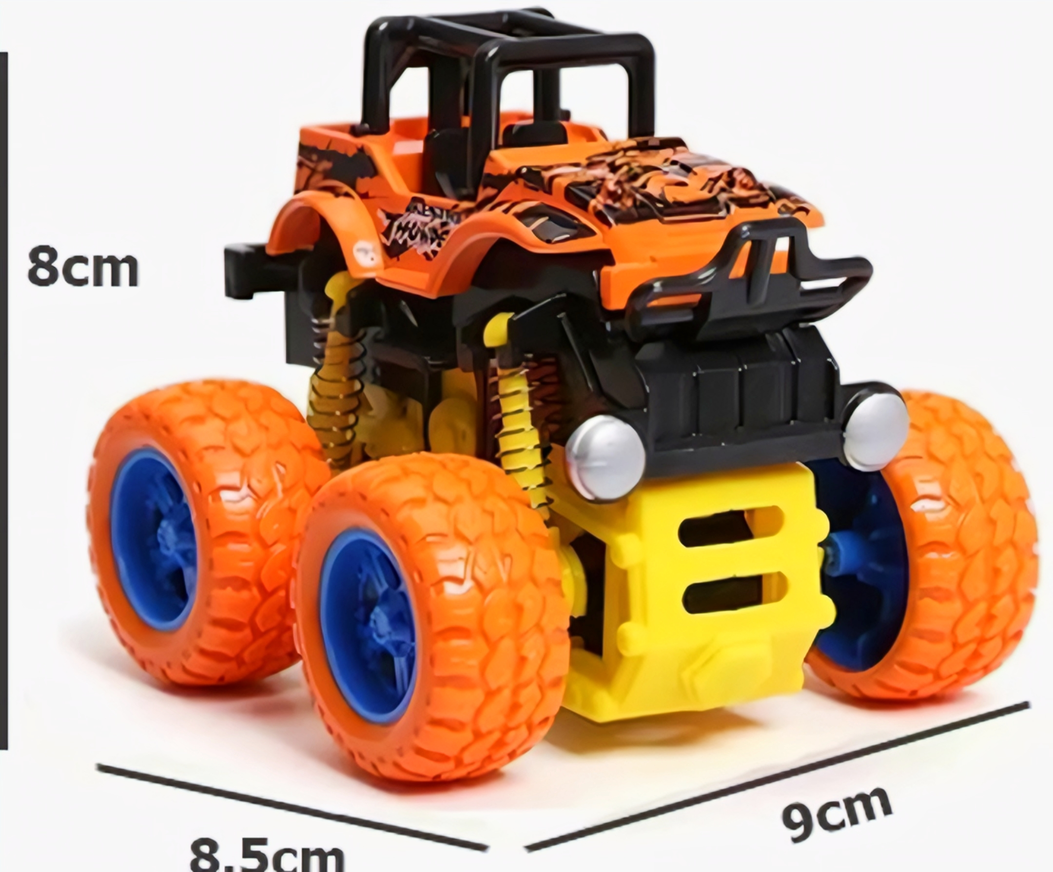 Pack of 2 Friction-Powered Monster Trucks – 360° Stunt & All-Terrain Push-and-Go Cars