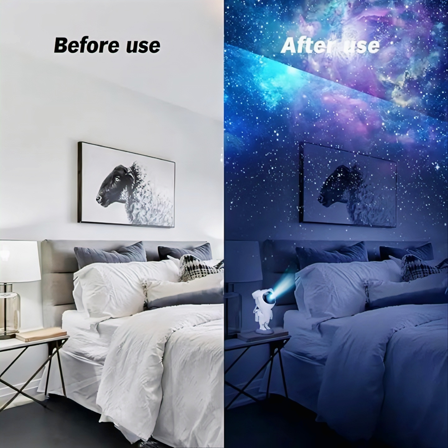 Astronaut Galaxy Star Projector Night Light with Remote Control & Timer | 360° Rotating Nebula Lamp