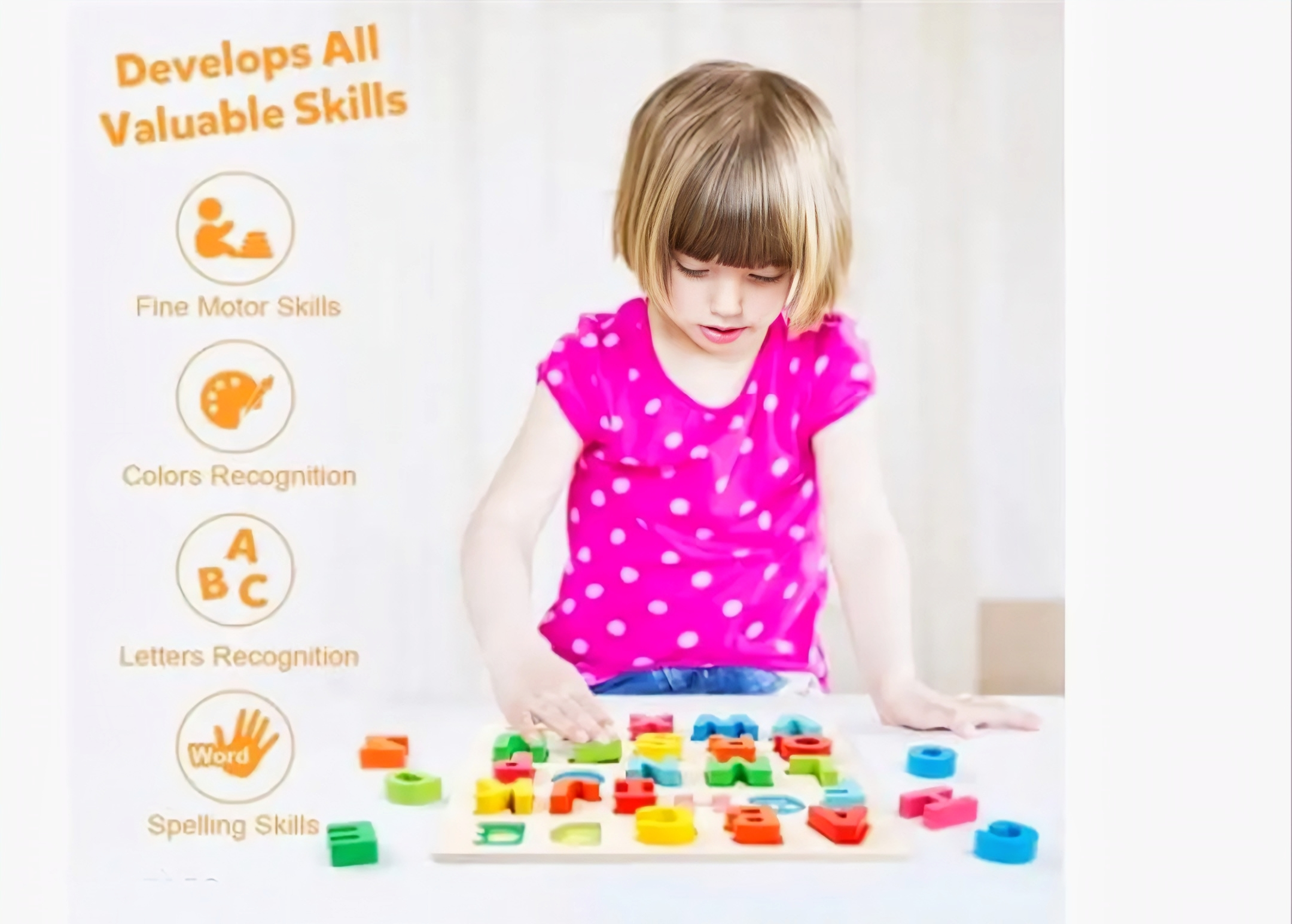Wooden Capital Alphabet Puzzle Board - Premium Educational Learning Toy for Toddlers & Kids (30x23 cm)