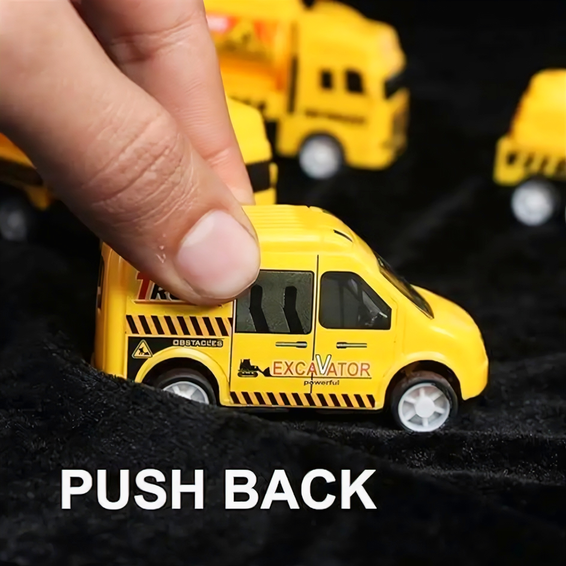 Pack of 6 Yellow Construction Vehicles – Pull Back kids Toys