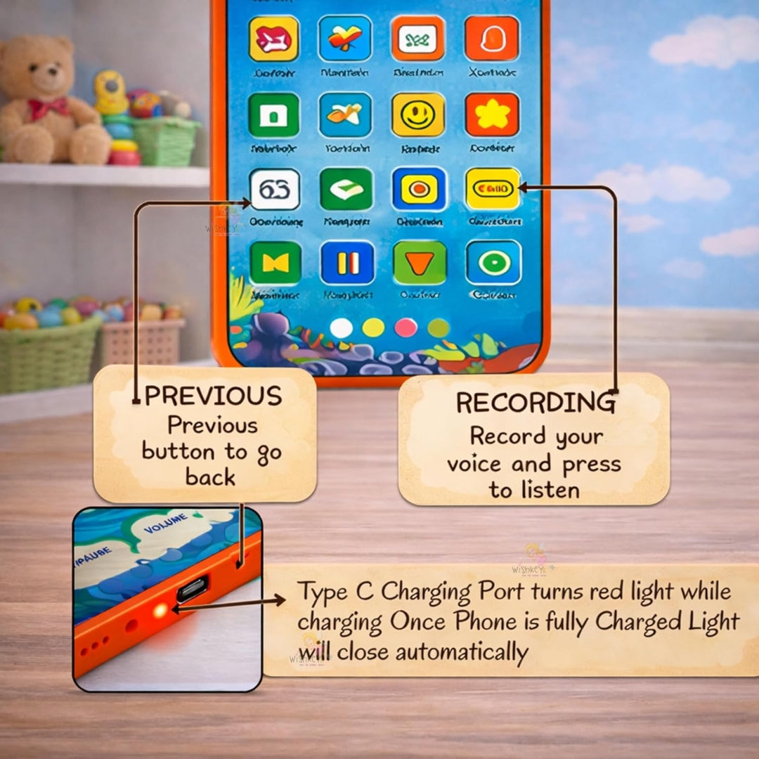 Rechargeable screen free Kids phone - 28 Functions Talking Educational Toy Mobile for Toddlers
