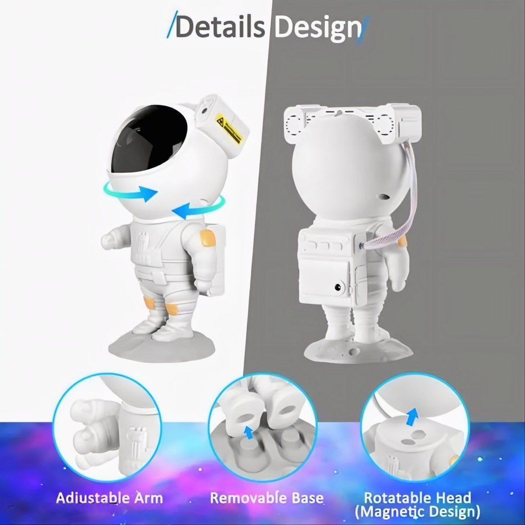 Astronaut Galaxy Star Projector Night Light with Remote Control & Timer | 360° Rotating Nebula Lamp