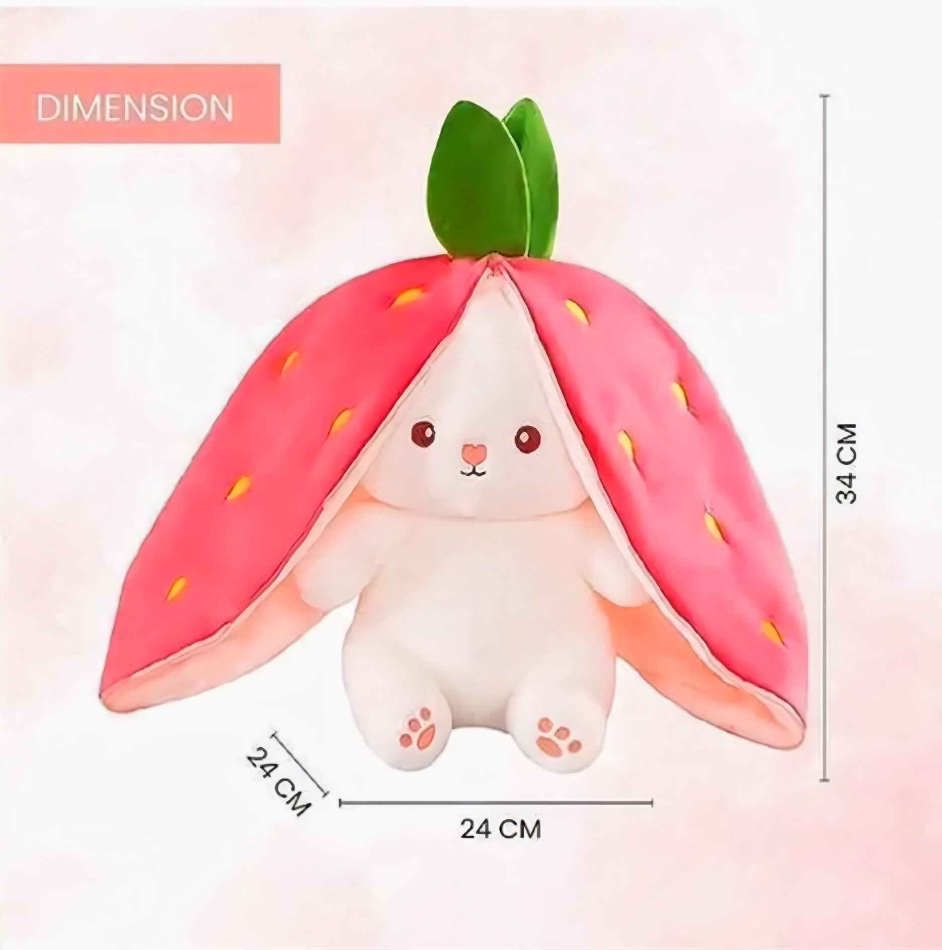 Viral Strawberry Reversible Bunny Plush Toy – 2-in-1 Soft Pillow