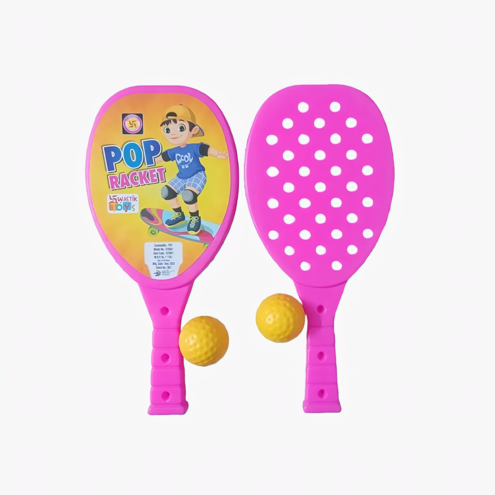 Kids Pop Racket Set with 2 Balls – Indoor/Outdoor Active Play Kit