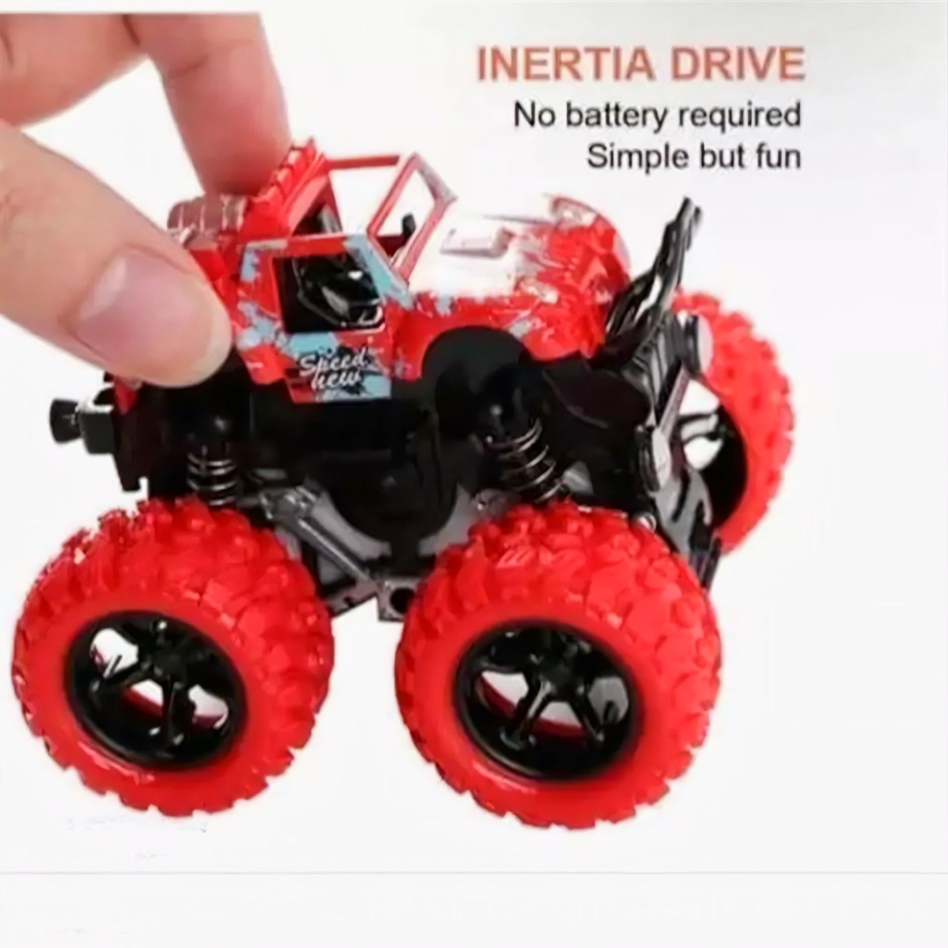 Pack of 2 Friction-Powered Monster Trucks – 360° Stunt & All-Terrain Push-and-Go Cars