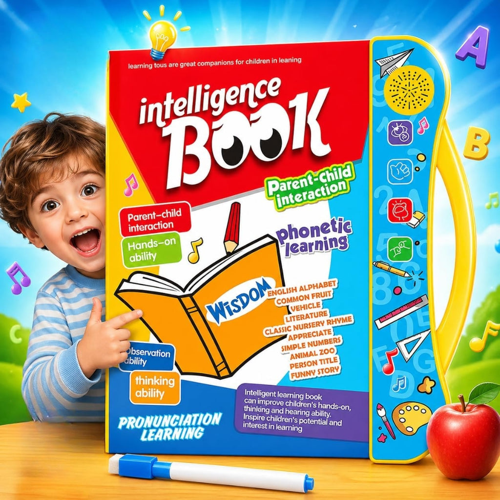 Interactive Kids Electronic Intelligence E-Book - Talking Educational Toy with Write and Erase Board (25x23 cm)