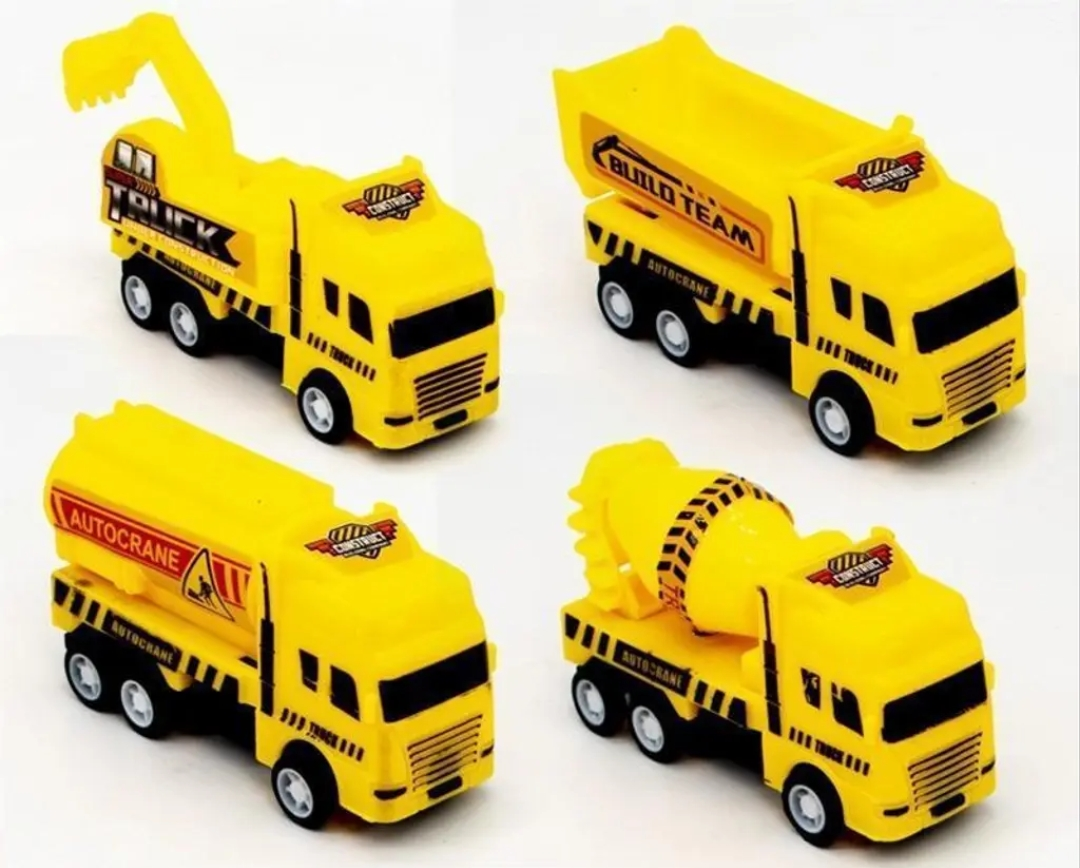 Pack of 6 Yellow Construction Vehicles – Pull Back kids Toys