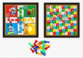 Kids Favorite Cartoon Ludo & Snake Ladder Double-Sided Wooden Board
