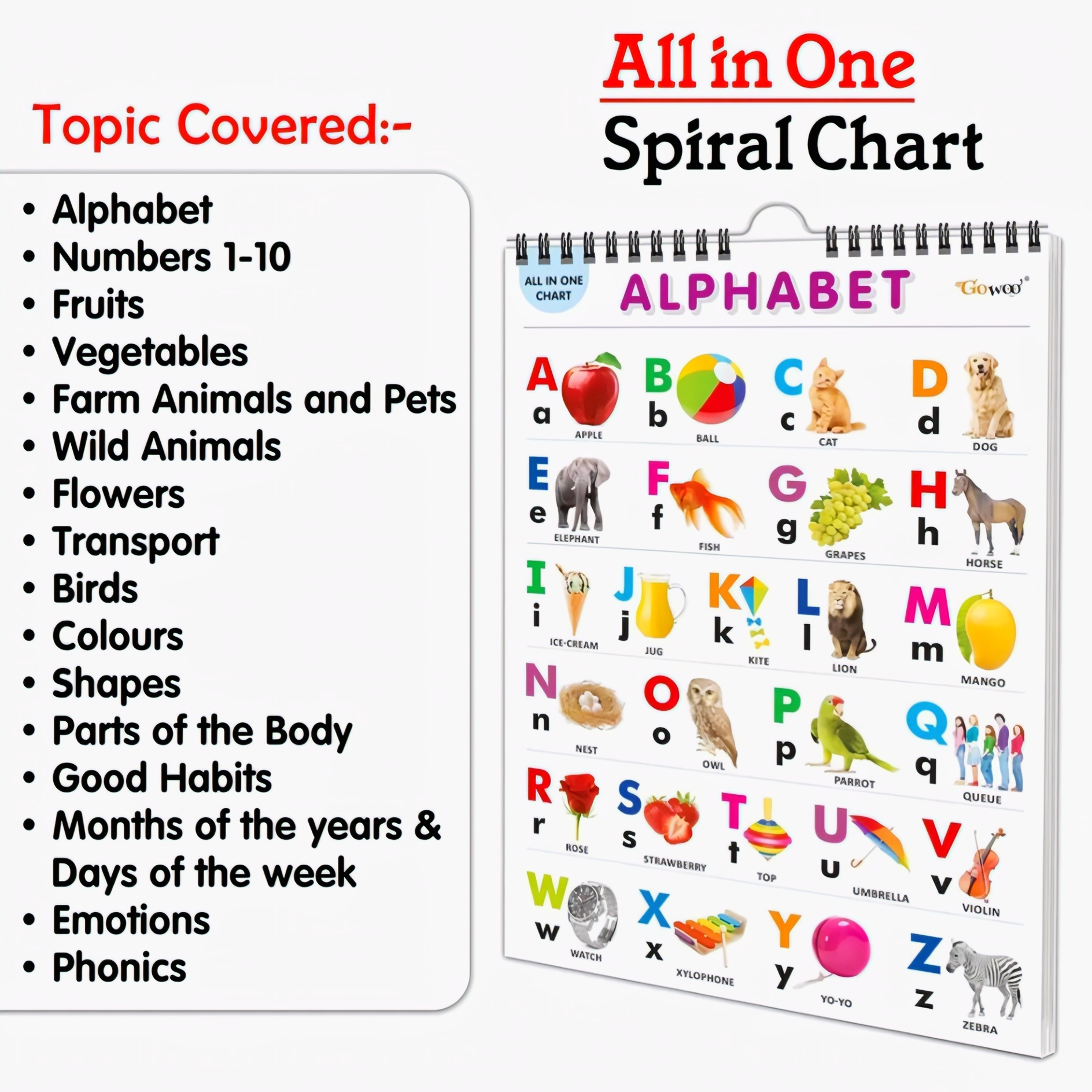 16-in-1 Jumbo Educational Spiral Wall Chart for Kids (36x50 cm)