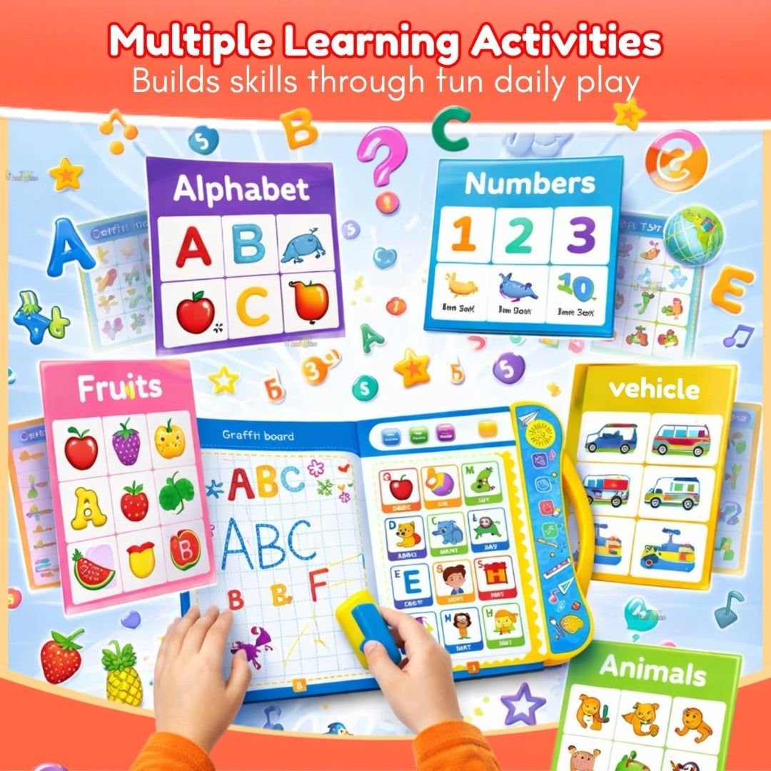 Interactive Kids Electronic Intelligence E-Book - Talking Educational Toy with Write and Erase Board (25x23 cm)